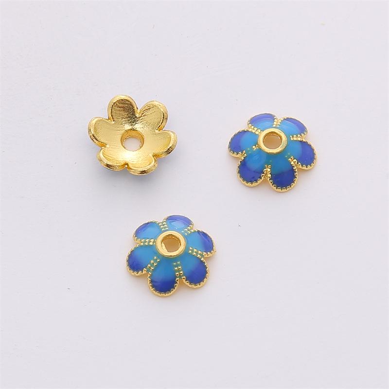 

Разделительные бусины в виде лотоса из 18-каратной меди с перегородчатой эмалью для изготовления украшений своими руками: Браслеты, Ожерелья, Подвески Gold 1 piece/bag