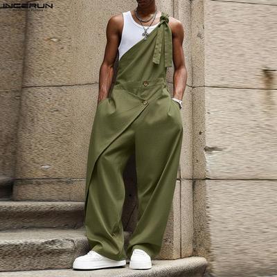 Men One Suspender Jumpsuits Long Cargo Overalls Dungarees