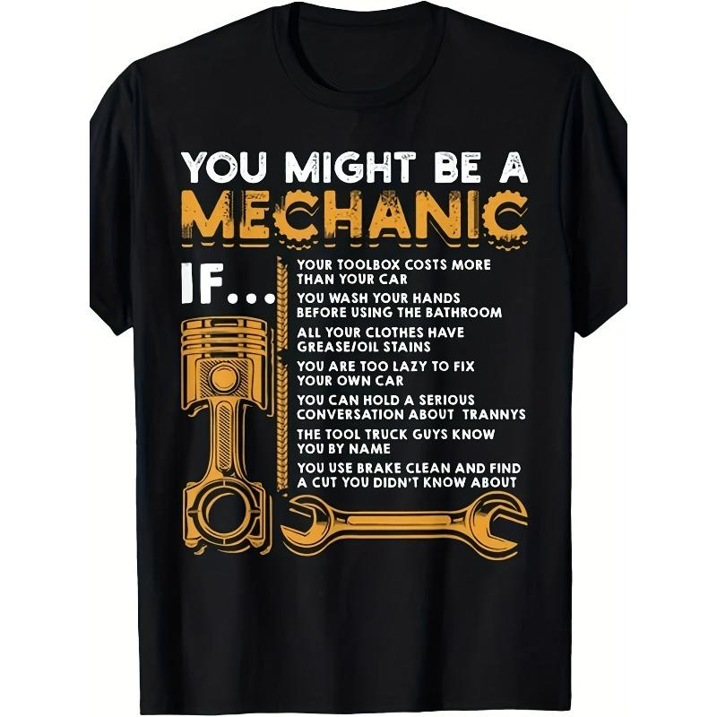 

European sizes Funny Mechanic T-Shirt Gift for Men - You Might Be A Mechanic If Humorous Saying, 4XL чорний