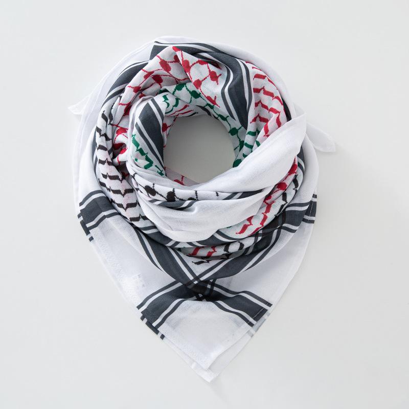 136X133Cm Tactical Desert Shemagh Keffiyeh Arab Tessel Scarf Wrap Outdoor Windproof Dustproof Face Protective Scarf Men Women
