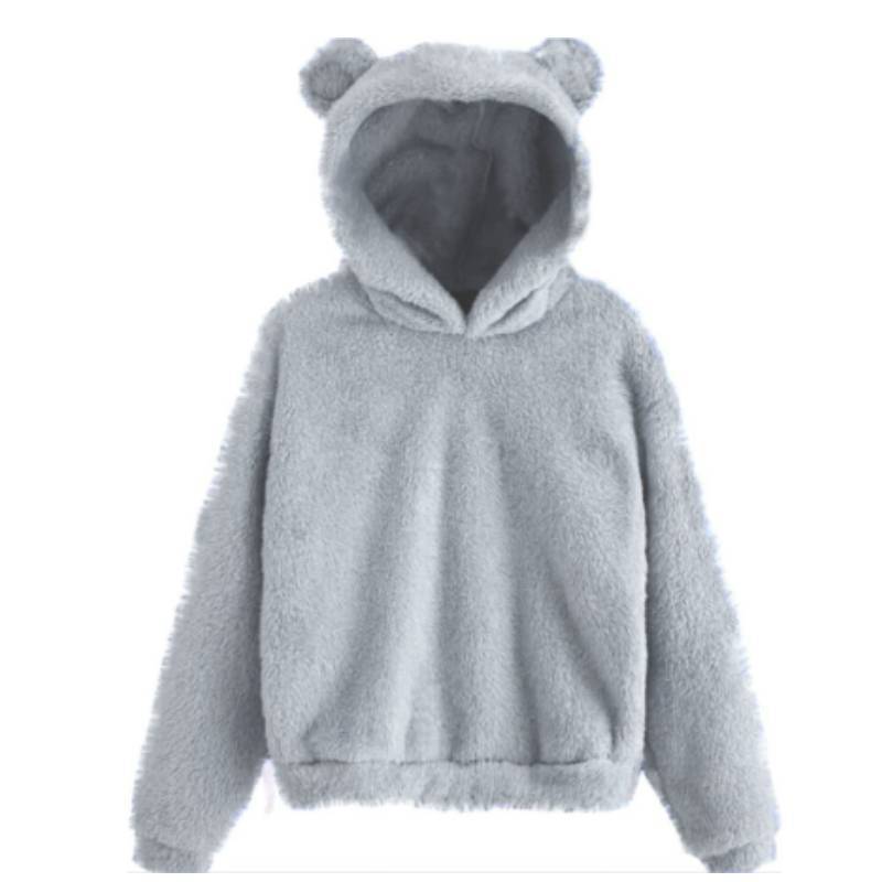 Womens Winter Fleece Hoodie With Plush Ears For Casual Comfort