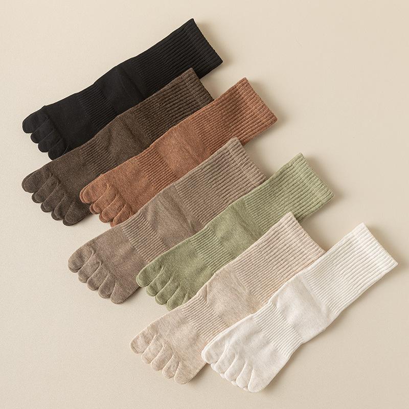 1 Pairs Spring Five Fingers Women Socks Japan Style Solid Colour Ladies Split Toe Sports Socks kawaii Cotton Harajuku Toe Socks