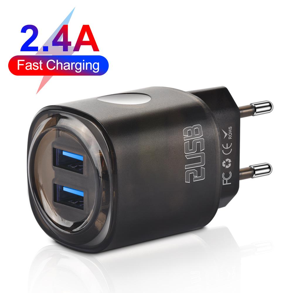 Dual USB 2-Port 2.4A Charger for US/EU Standard
