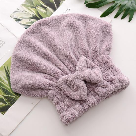 Hair Drying Hat Super Soft Skin-touch Comfortable Highly Absorbent Quick Drying Dry Hair Charcoal Fiber Bow-knot Design Dry Hair Hat Bathroom Supplies