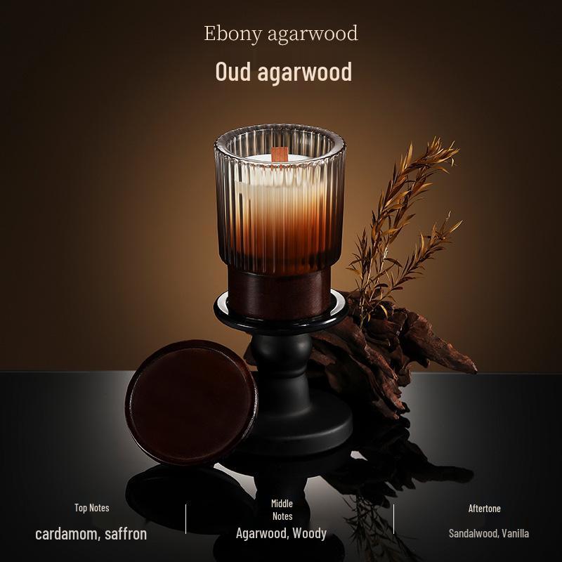 Sparse Shadow Scented Candle with Wooden Wick - High-End Stripe Design & White Noise Effect