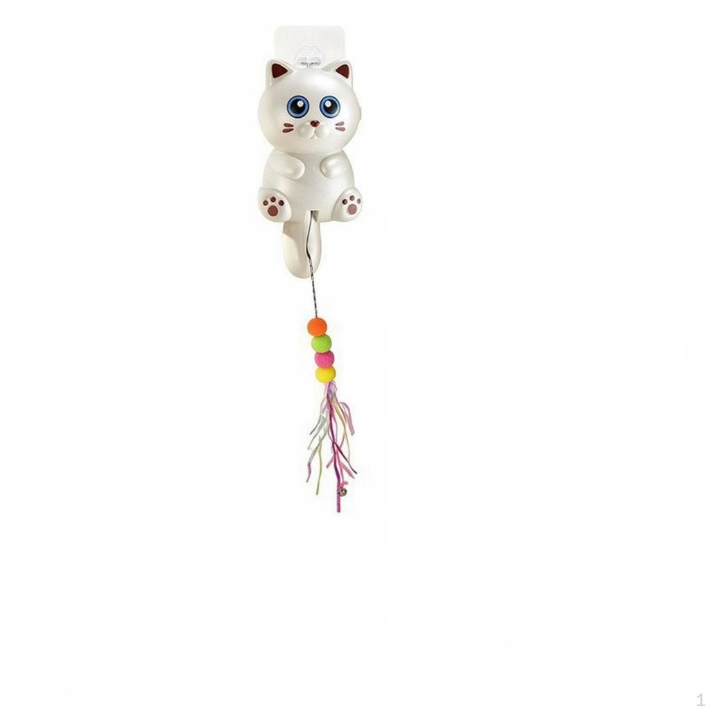 Interactive Electric Cat Teaser Toy | Nostainless Hook Installation, Colorful PomPoms and Tassels,
