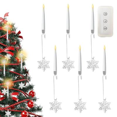 6Pcs Christmas Tree Candles with Remote Flameless LED Candles Decorative Lights for Christmas Family Party Decor Holiday Indoor