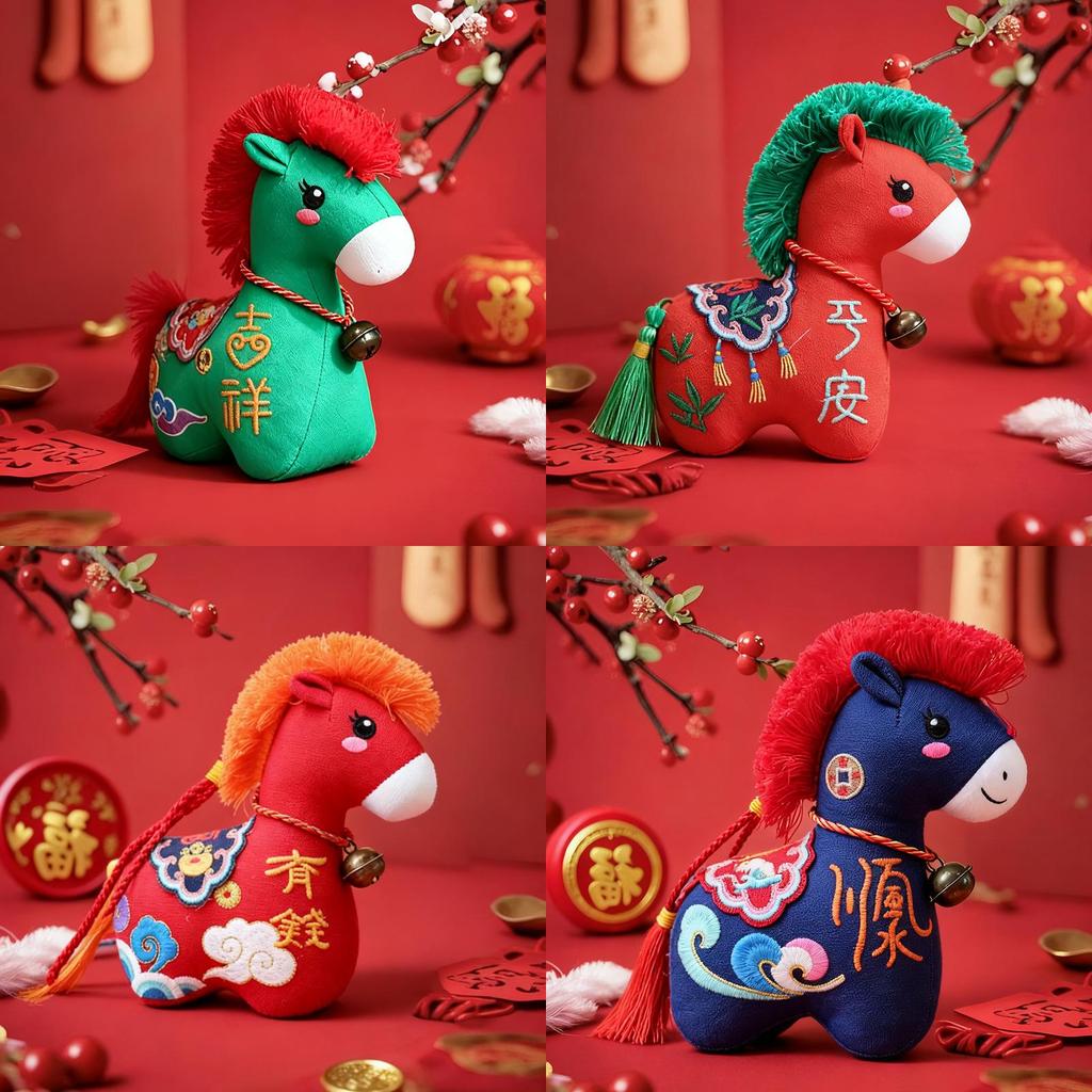 Year Of The Horse Lucky Plush Toy With Embroidered Detailing For Seasonal Gift Giving