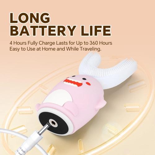 Kids' Sonic Electric Toothbrush, U-Shaped, Automatic Timer, IPX7 Waterproof, 5 Modes, 360-Degree Oral Cleaning, Teeth Whitening, Gum Massage, Replacea