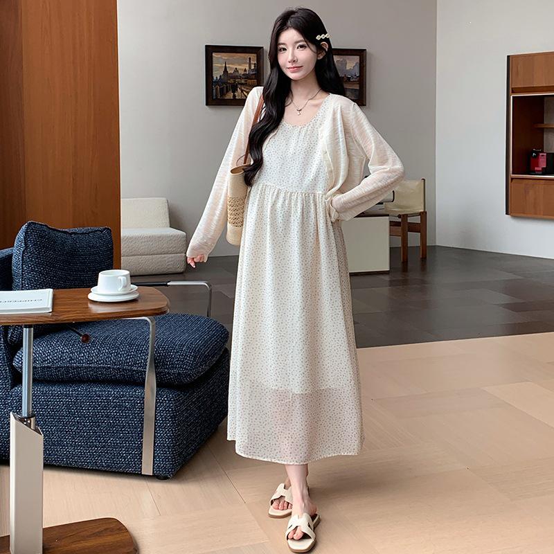 

2026 Summer Korean Floral Camisole Dress & Ice Cool Sun Protection Cardigan Set M