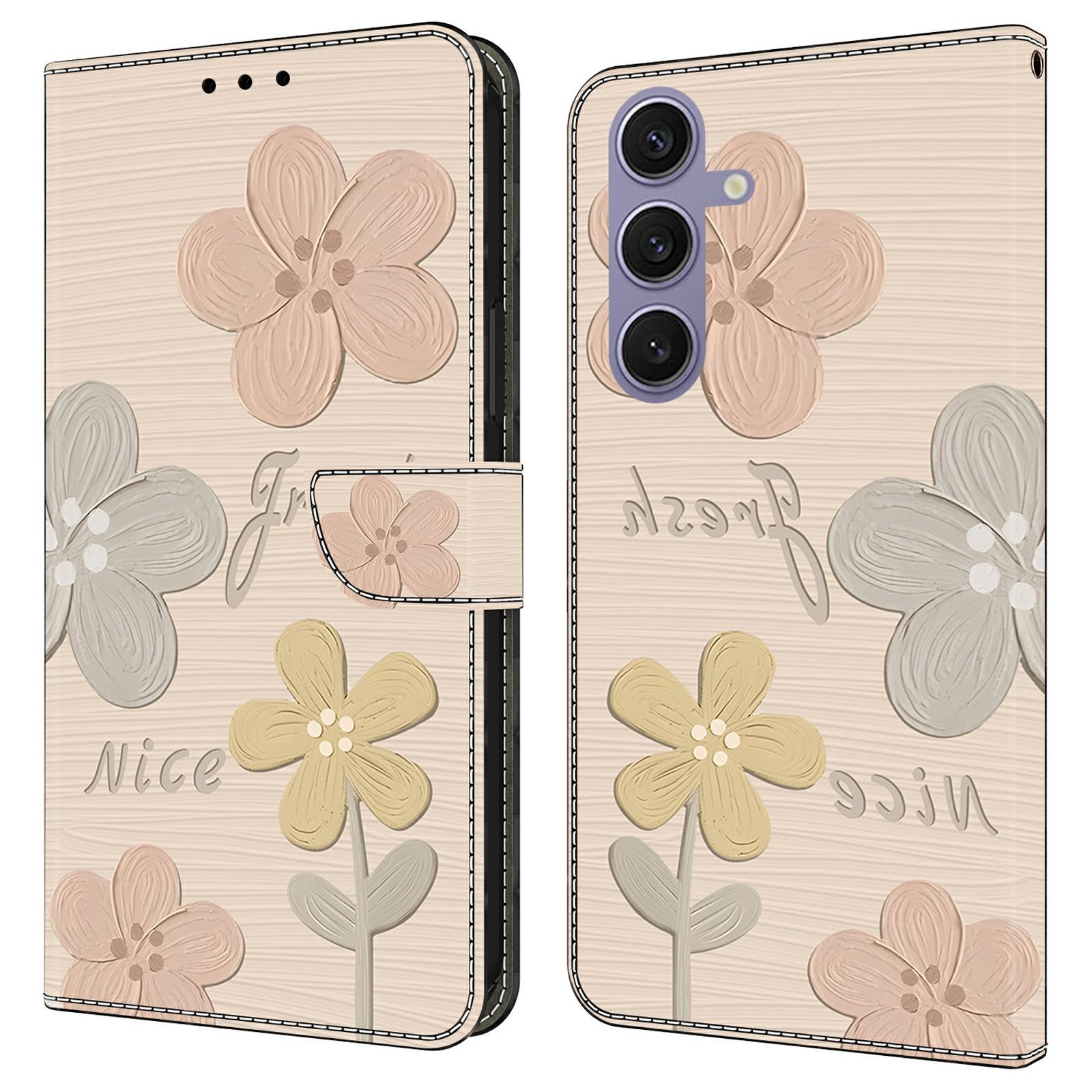 

Для Samsung Galaxy S25+/S24+ Чехол С принтом Устойчивый к падениям Кожаный Чехол-книжка с кошельком Чехол для телефона Fresh Flowers