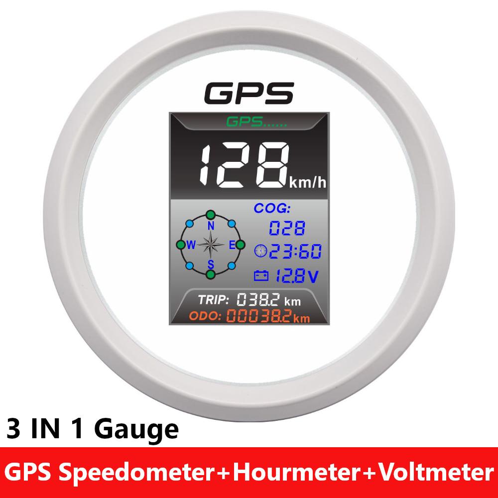 Ized 85mm 3 In 1 Gauge GPS Speedometer + Clock Hourmeter+Voltmeter Digital TFT Screen Speed Meter For Marine Auto Car Boat