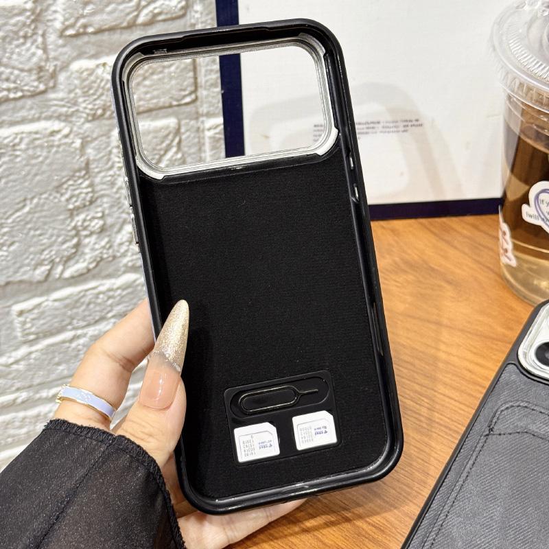 New Soft TPU Denim Wallet Card Slot Bumper Phone Case For iPhone 17 Pro Max 15 14 12 13 16 Pro Max Anti Slip Border Back Cover