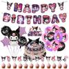 Sanrio Kuromi Birthday Decorations for Kids, Pink Balloon Set, Happy Birthday Balloons and Cake Topper, Cute Blue, for Girls and Boys, Anniversary,