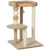 Cat Tree with 2 Levels, Play Ball, Scratching Posts, Scratching Balls, up to 7 kg, 56 x 54 x 86 cm, Brown