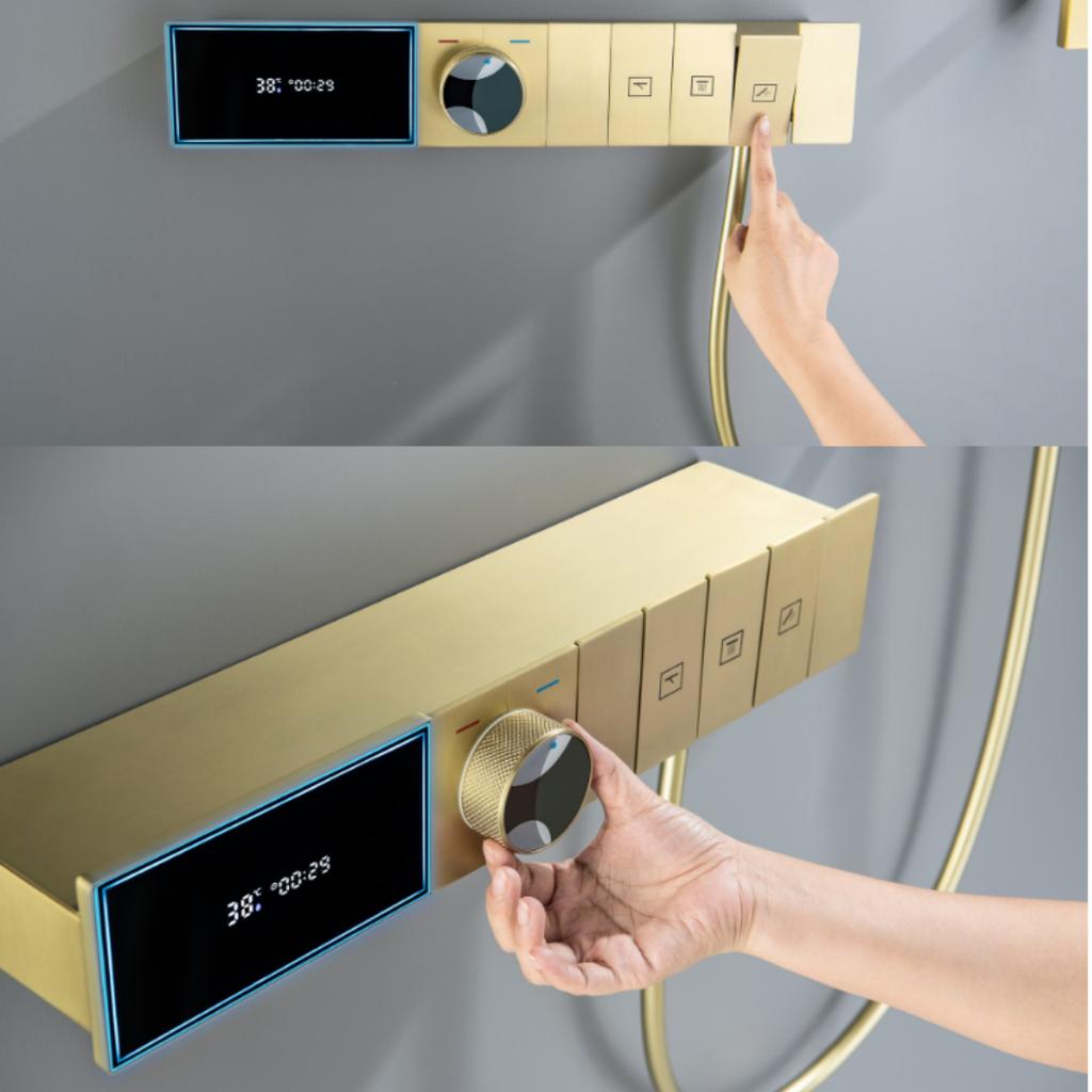 Smart Multifunction Brushed Rose Gold Bathroom Shower Faucet Concealed Rainfall Shower Faucet Ceiling Black Bath Shower Mixer