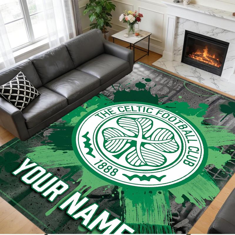 Crystal Velvet Rug Custom Name Text, Soft Non Slip Floor Mat Home DecorCeltic FC