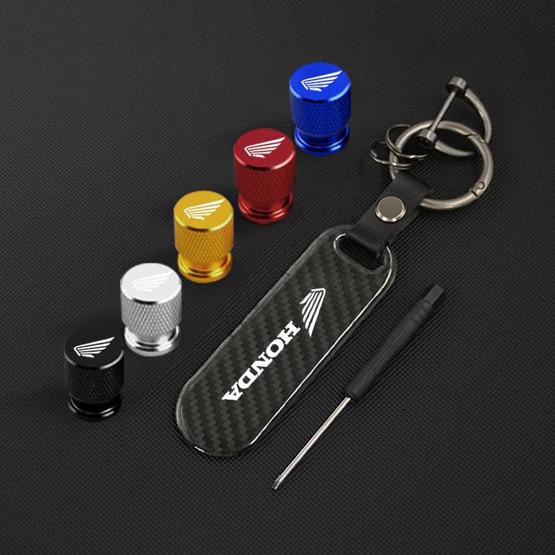 Motorcycle Keychain Keyring Car Tire Valve Cap Tyre Rim Stem Cover For Honda CB400 CB650F CBF CBR250RR CRF SH300 NC750 Accessory