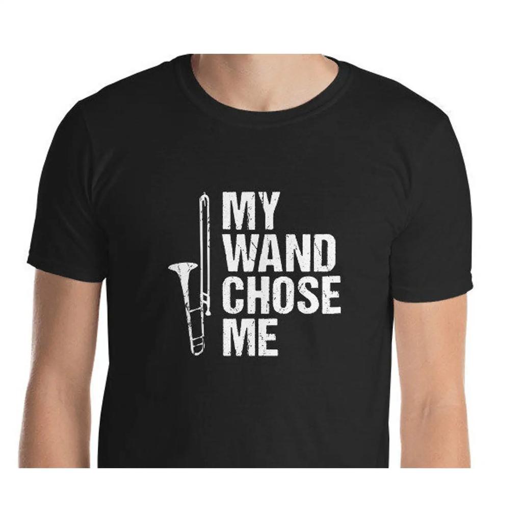 Trombone My Wand Chose Me School Band T Shirt March Lead To The Rock Music Vintage Designer Clothes Breathable Soft