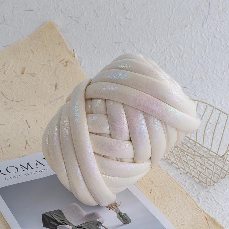 Metallic Textured Super Thick Icelandic Wool Yarn, 2cm Core-Filled Cotton Hand-Knitting Yarn for DIY Bags