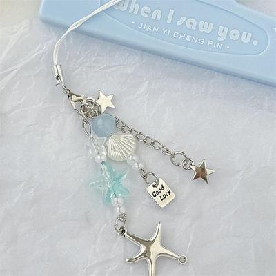 Portachiavi Ciondoli Stella Marina Carini Dolci Conchiglie Stella Fascino Cinturino Laccio per Catena del Telefono Accessori Ornamento da Appendere alla Borsa Stile Ragazza Regali