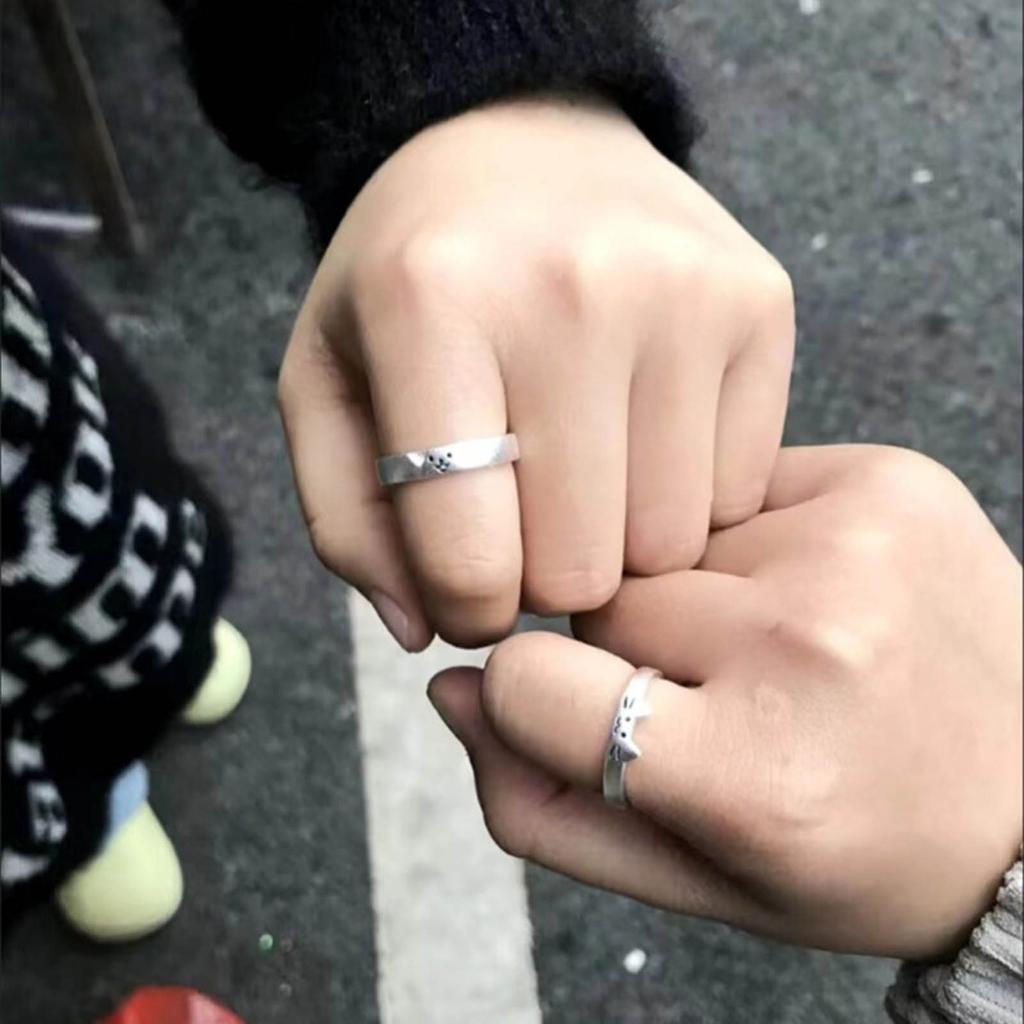 Fashionable Adjustable Symbolic Rings Unique Cat and Dog Pattern Embelished Rings Special Gift for Animal Enthusiasts