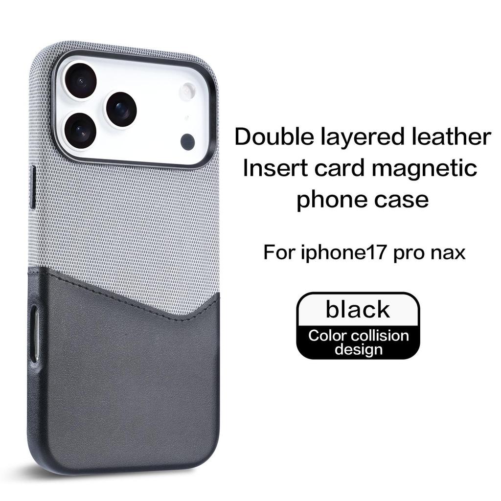 Apple iPhone 17 Pro Max Zweifarbige magnetische Kartenfachhülle, passend für iPhone 12-15 Modelle.