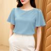 ZANZEA Women Casual Round Neck Summer Short Sleeve Plain Blouse