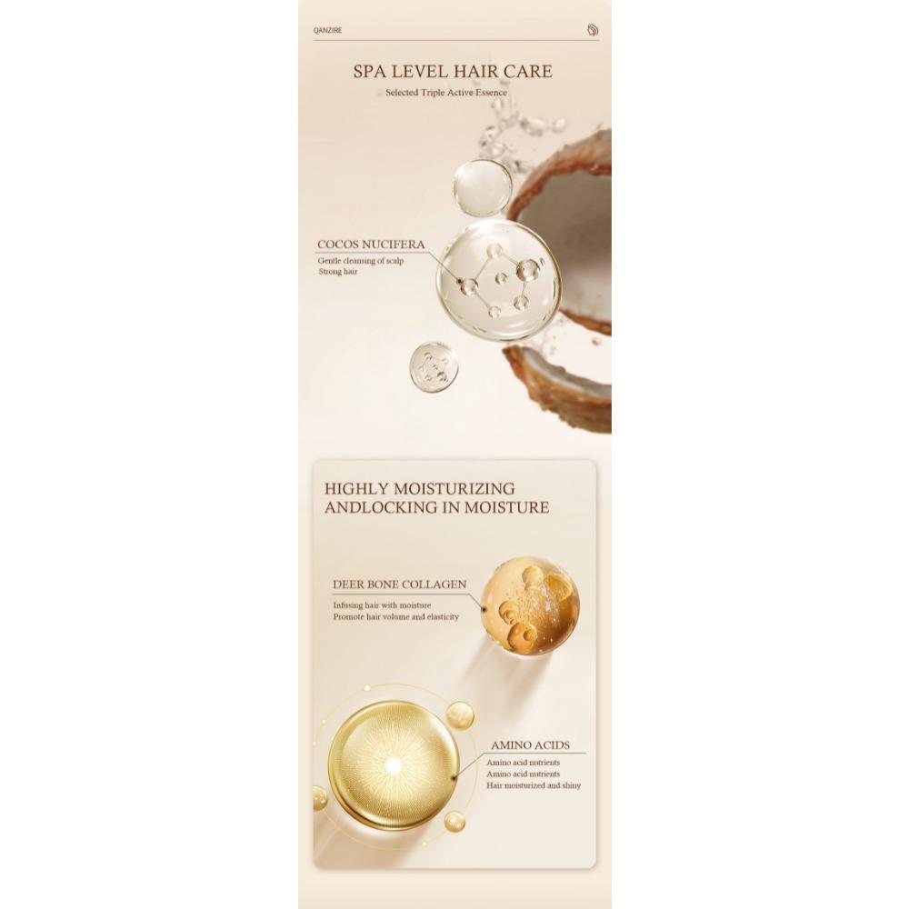 Mască de îngrijire a părului cu ulei de cocos pentru a ameliora încrețirea părului Balsam moale și neted