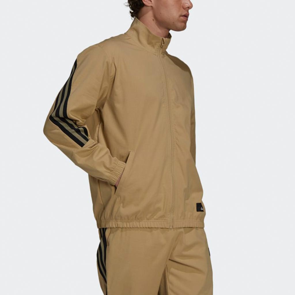 Adidas Future Icon Colorblock Stripe Zip-Up Track Jacket Men Outerwear Khaki GT0118