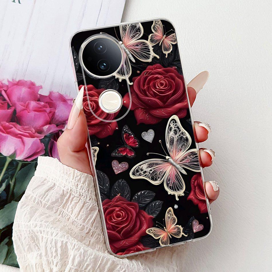 For Vivo S20 Elegant Floral Butterfly Phone Case For Vivo S20 V2429A Soft Silicone TPU Cases