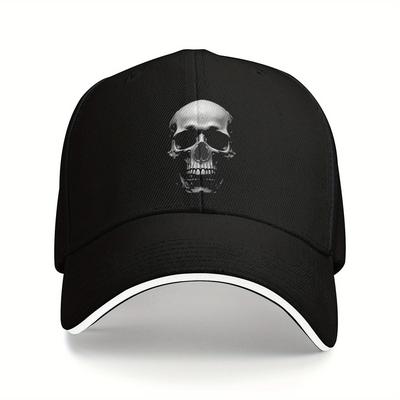 Skull Graphic Baseball Cap Polyester Outdoor Adult Unisex Adjustable Black Hat