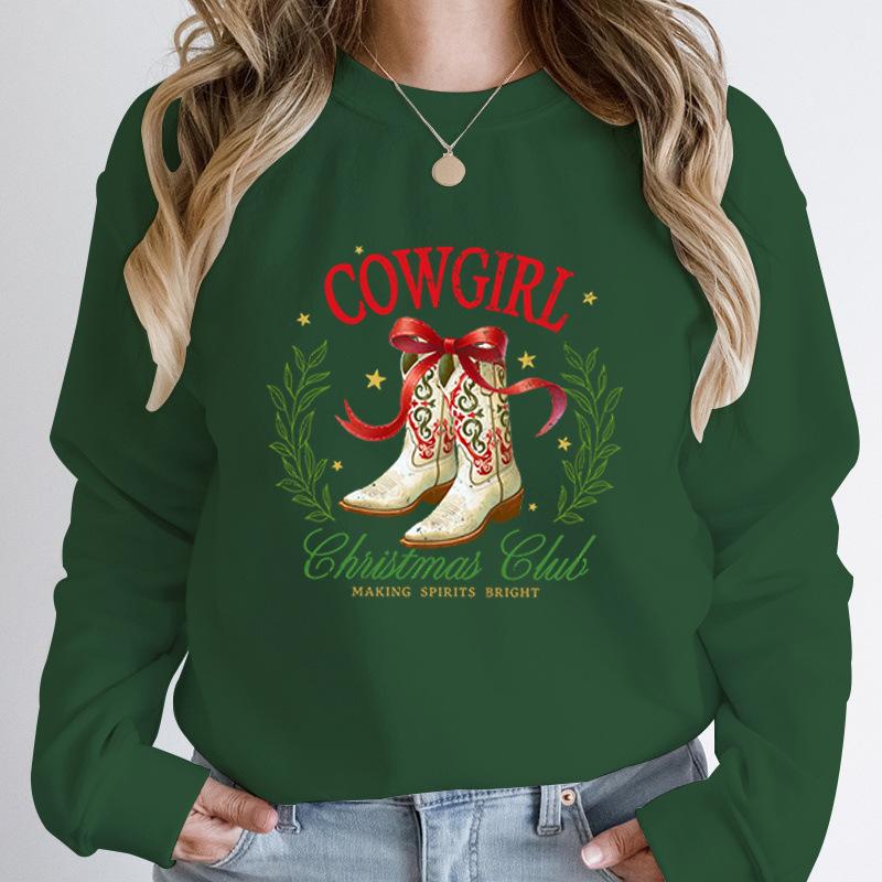 Fashion Hoodeless Sweatshirt Cowgirl Christmas Club Making