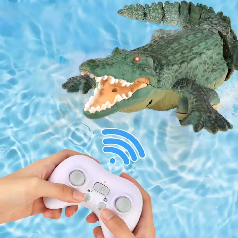 Discover Intime Dark Green Rc Animals Crocodile Model Simulation Waterproof For Outdoor Lake Electric Remote Control Alligator Shark Children's Water Toys