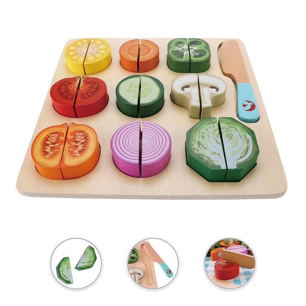 Classic World Cutting Vegetable Puzzle, Shape-Matching Puzzle, Picture Matching, Colorful Vegetables, Wooden Pretend Play Toy, Half Birthday Gift for