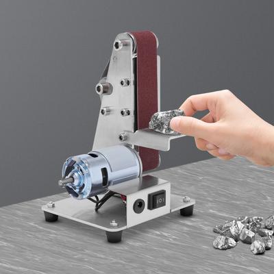 Mini Motor Sanding Machine Electric Abrasive Belt Machine with Power Supply DIY Polishing Machine Grinding Machine Fixed Angle