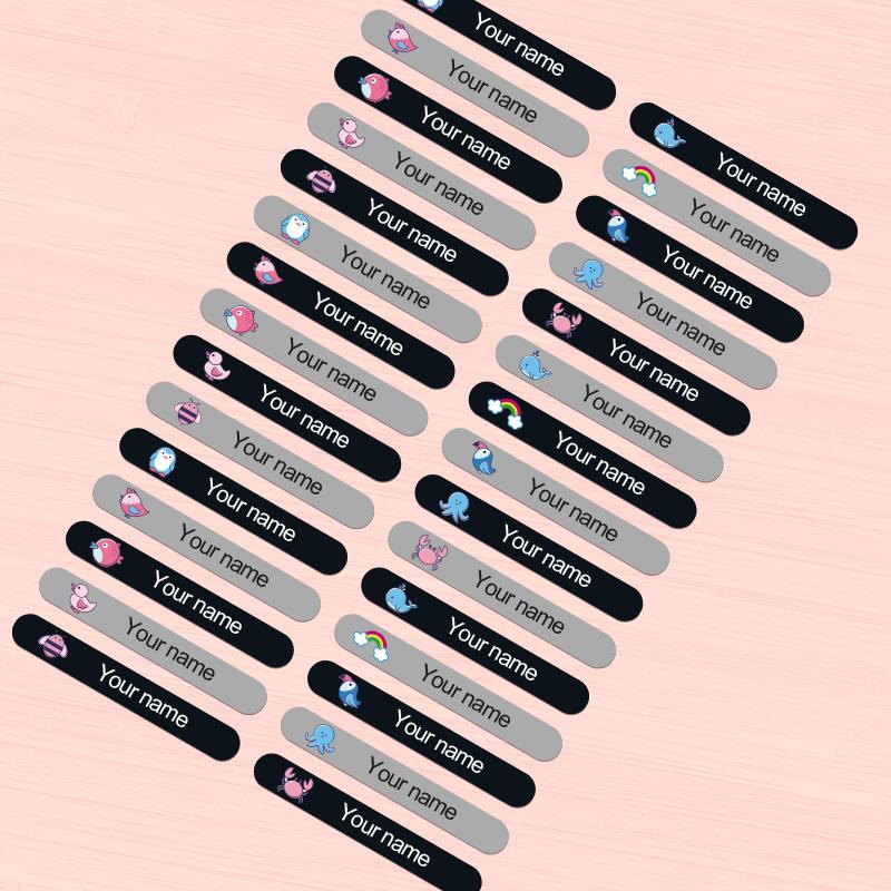 Gepersonaliseerde Naamstickers Waterdichte Labels Voor Kinderen Schoolbenodigdheden Gepersonaliseerde Waterflessen Schrijfwaren Milieuvriendelijk Herbruikbaar (as the picture,3cm) gray
