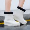 Fashion rain shoes women's new velvet adult outer wear water shoes non-slip waterproof versatile trend four-season medium tube rain boots