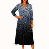Dámské módní tištěné kulaté sedmiminutové rukávy knoflíkové volné košilové šaty