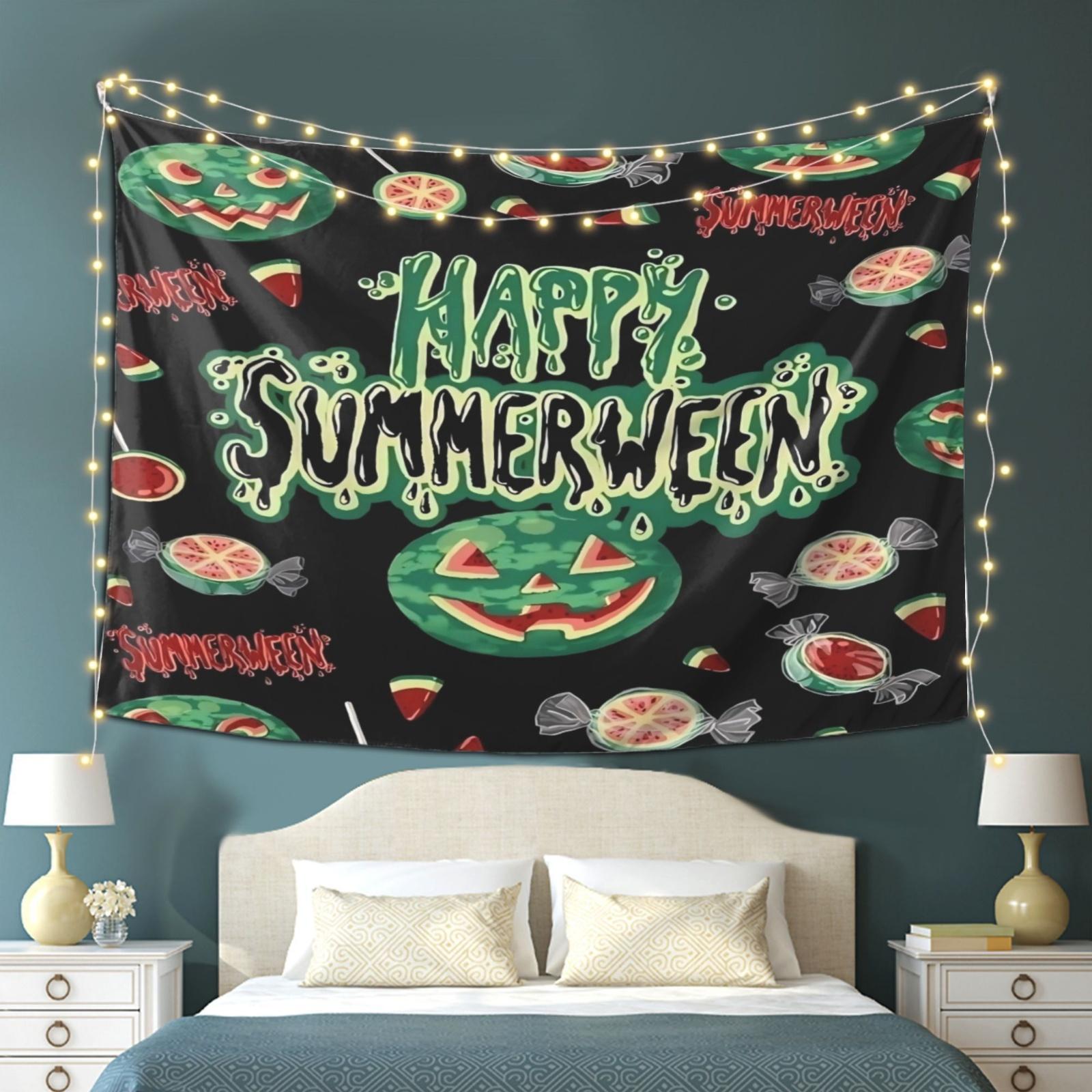 

Happy Summerween Printed Tapestry Halloween Exquisite Printed Tapestry Perfect Gift Can Be Used as Wall Carpet 74x94cm(29x37in)