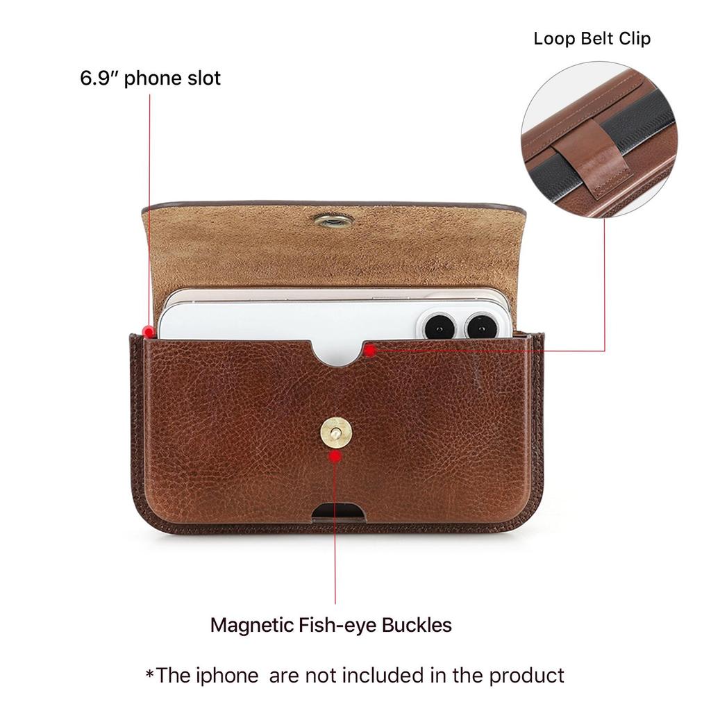 CONTACTS FAMILY Echtleder Herrentasche für 6,9 Zoll Handy, kleine Hüfttasche, Gürteltasche, Handytasche