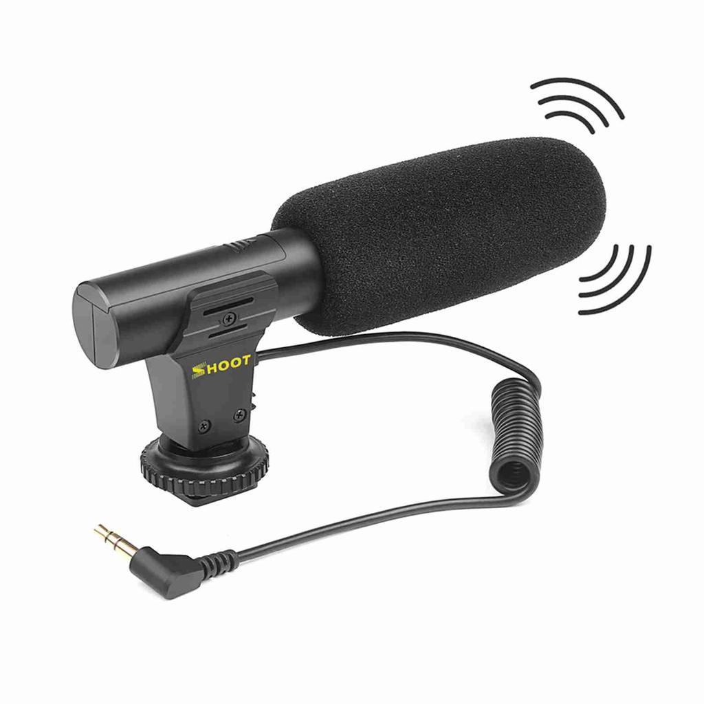 Simple Microphone 3.5mm Jack Hot Shoe Mount DV Stereo Microphone for Camera Interview Film Recording