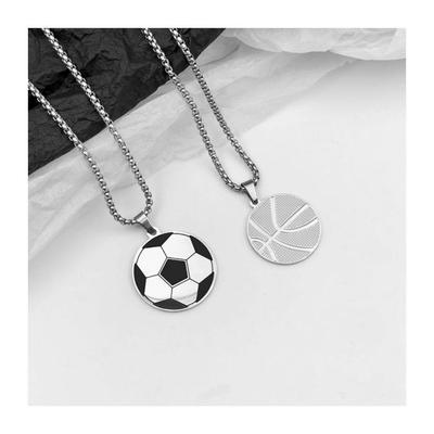 Basketball Football Rugby Titanium Steel Necklace Personality Simple Trend Everything Waterproof Sweat Non Fading Sports Wind Neck Decoration