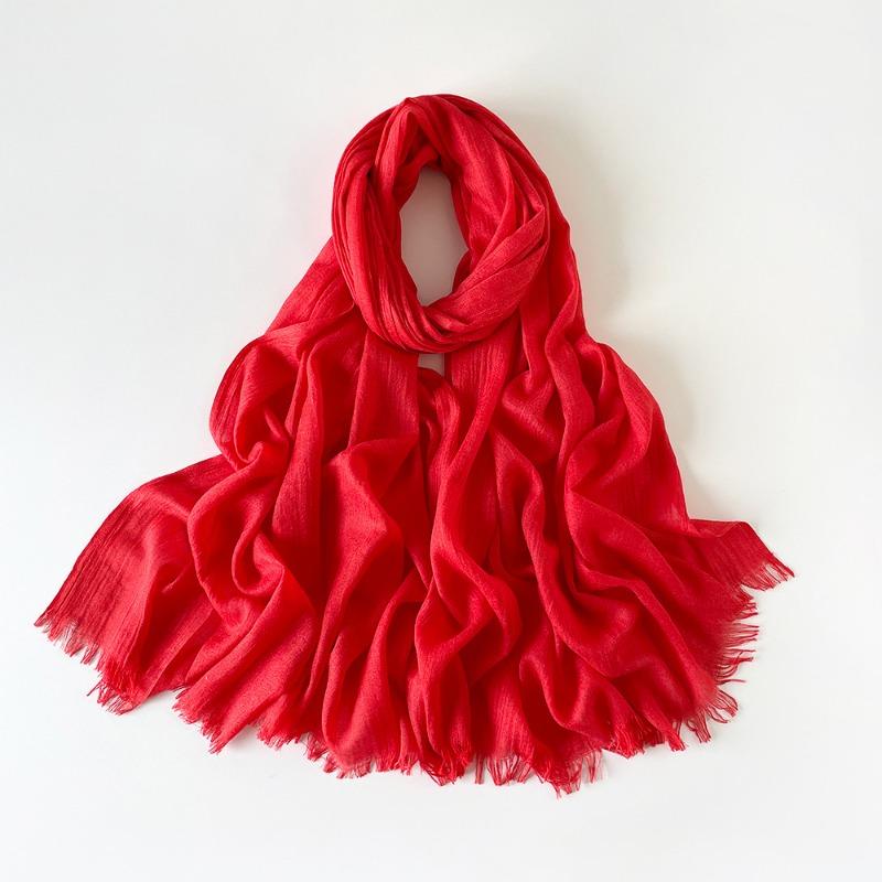 Solid color scarf shawl fashion literary cotton and linen scarf red silk scarf women's desert travel shawl