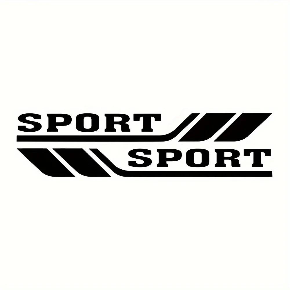 2 SZT./ZESTAW Dekoracja Samochodu Naklejka „SPORT” - Czarny Wzór z Paskami, Opcje 20cm/40cm do Poprawy Wyglądu Samochodu