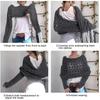 Autumn Winter Women'S Knitted Shawl Scarf With Long Sleeve Outdoor Warm Soft Windproof Hollow Out Crop Top Shrugs Shawl Scarf