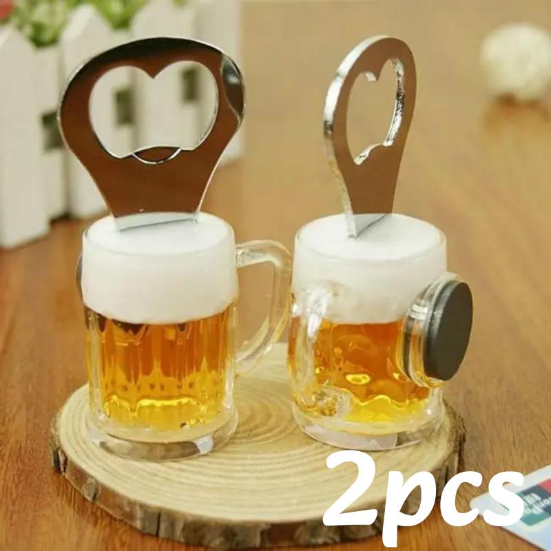1-5PC Creative Beer Glass Shaped Soda Bottle Opener Magnetic Hanging Bottle Opener Fridge Magnets Funny Gift Home Kitchen Gadget