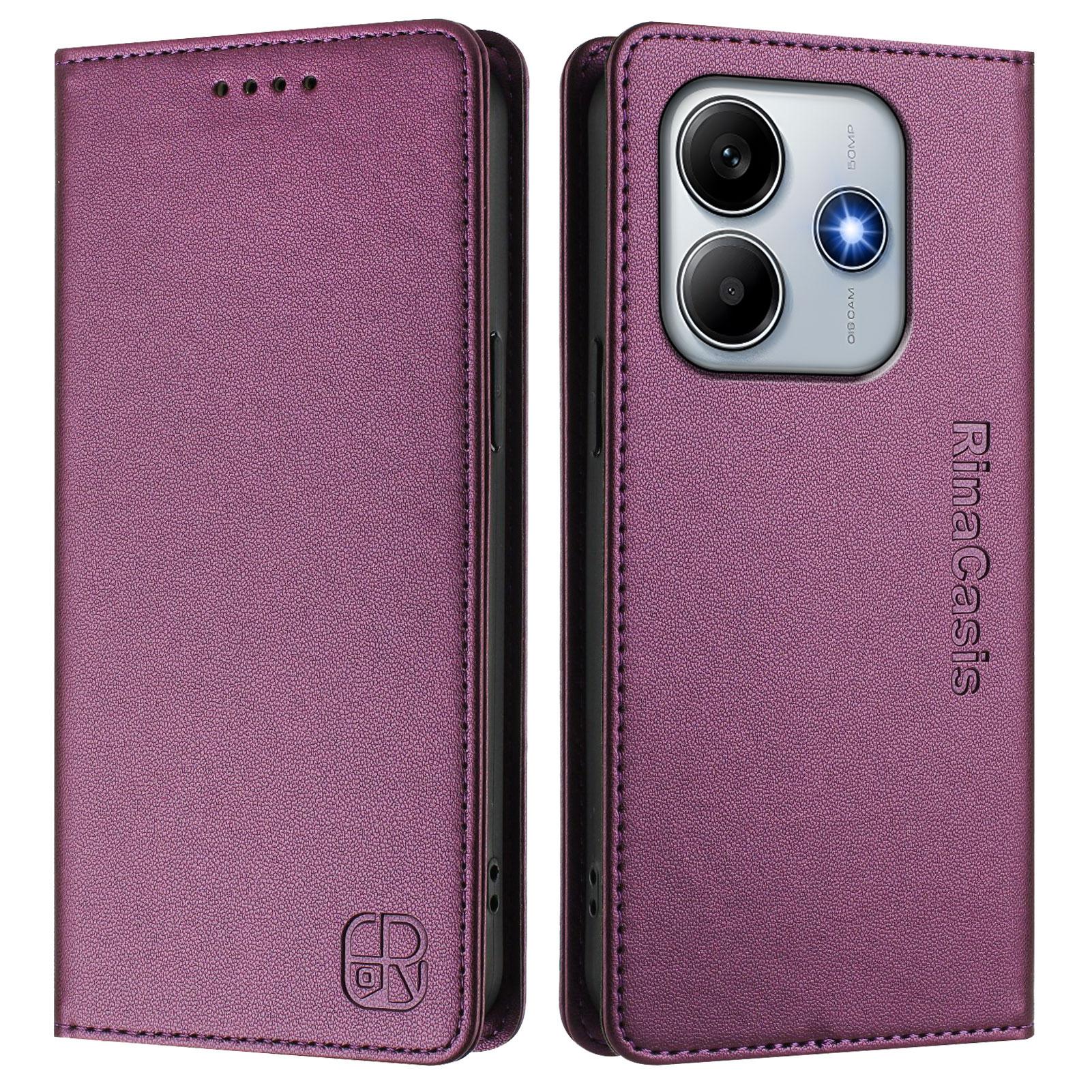 

Роскошный кожаный чехол для OPPO A56 A16 A55S A54S K10 A96 A76 A36/Reno 12F Reno12 RFID-блокирующий слот для карт Магнитная подставка для притяжения Ударопрочный откидной чехол Oppo A96 4G/Oppo K10 4G темно-фиолетового