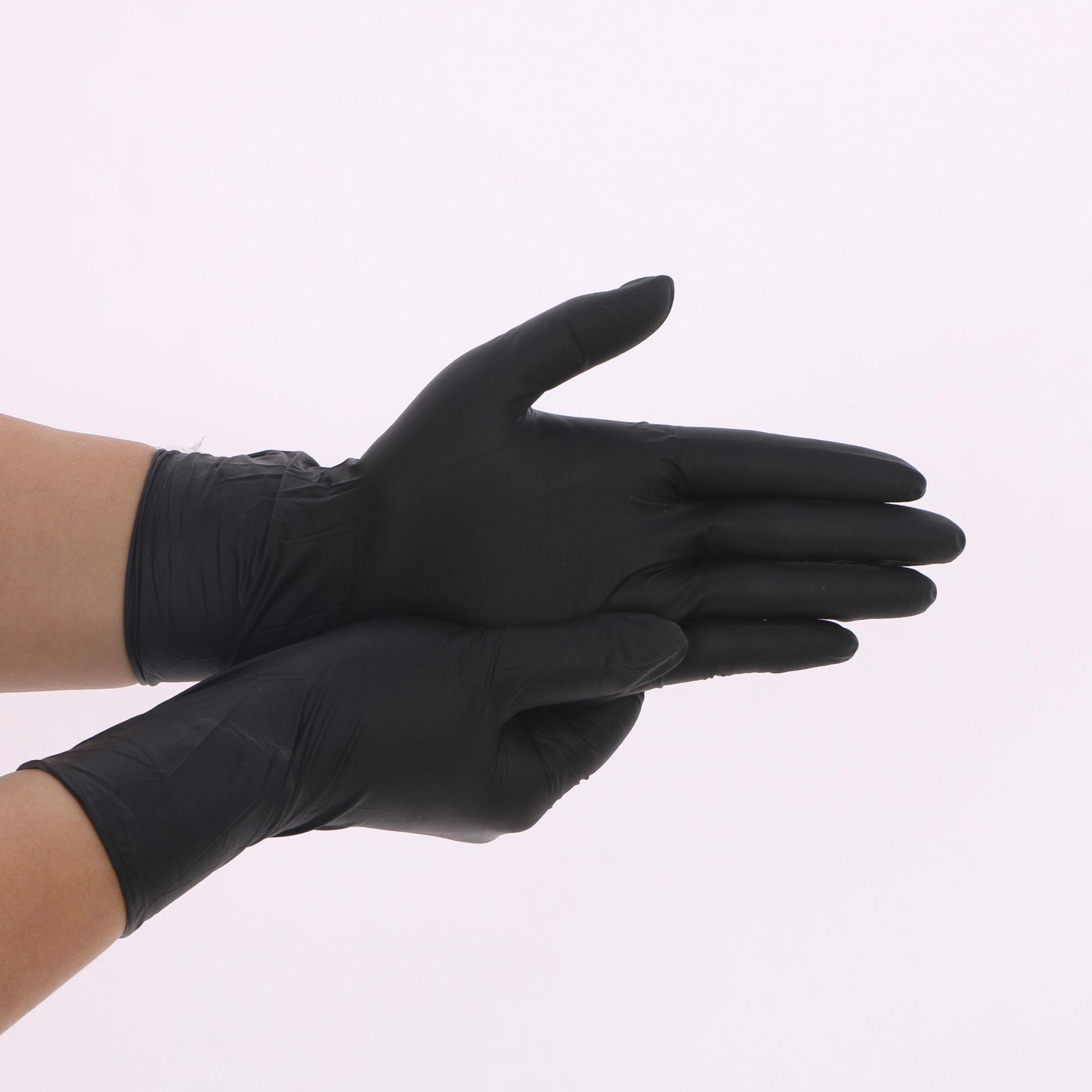 

100 шт./кор. нитриловые одноразовые перчатки, износостойкие, химические, лабораторные, пищевые, медицинские, рабочие перчатки M чёрный
