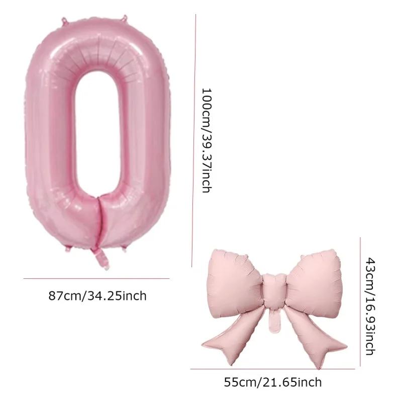 40" Number Foil Balloons For Baby Year End Party Birthday Anniversary, Bowknot Decoration Wedding Balloon Photo Props Supplies